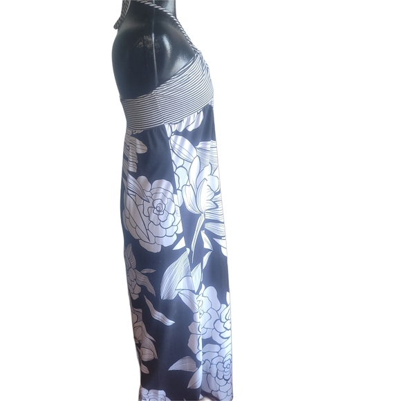 Mossimo Black and White Floral Halter Maxi Dress L - Picture 3 of 6